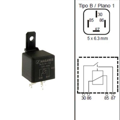 MINIRELÄ 12V/40A SLUTANDE MED FÄSTÖRA