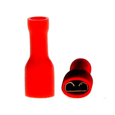 FLAT RECEPTACLE SLEEVE RED 6.3MM0.5-1.5MM 100PCS