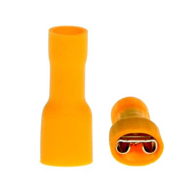 FLAT RECEPTACLE SLEEVE YELLOW  6.3MM 4-6MM 100PCS