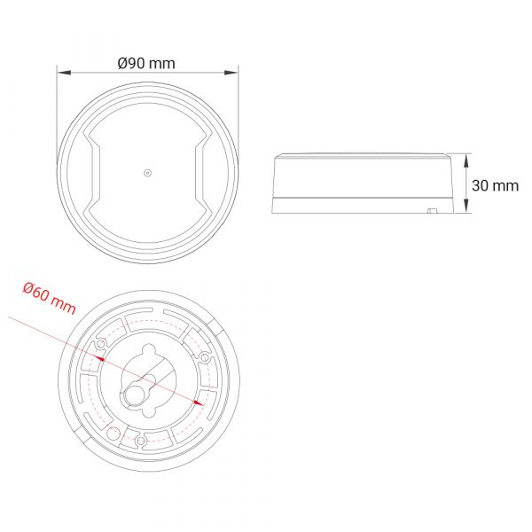 VARNINGSLJUS B23 LED ORANGE LJUS R65 PLANMONTAGE