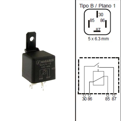 MINIRELÄ 12V/40A SLUTANDE MED FÄSTÖRA